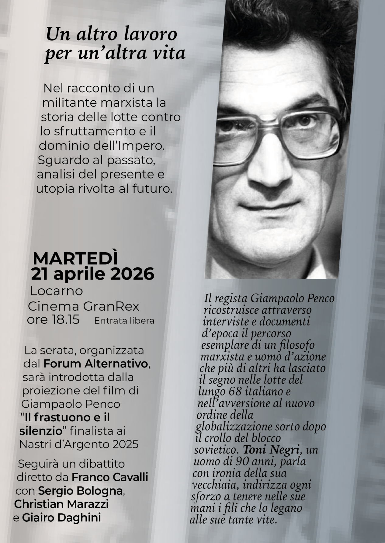 Toni Negri - proiezione e dibattito